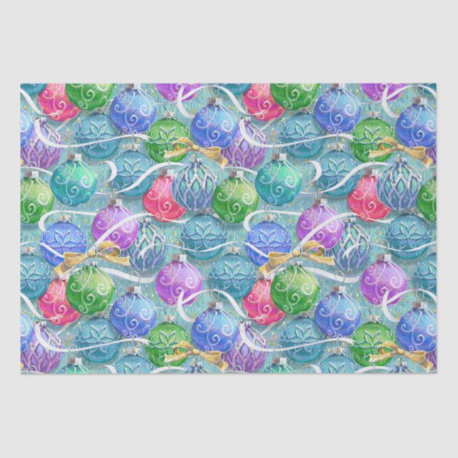 Festive Christmas Balls Tissue Paper (Front)