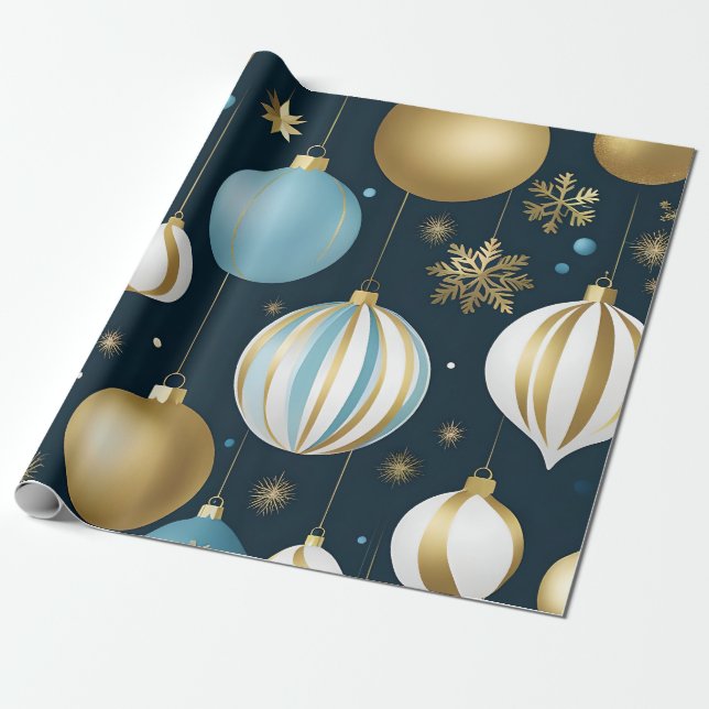 festive christmas balls wrapping paper (Unrolled)