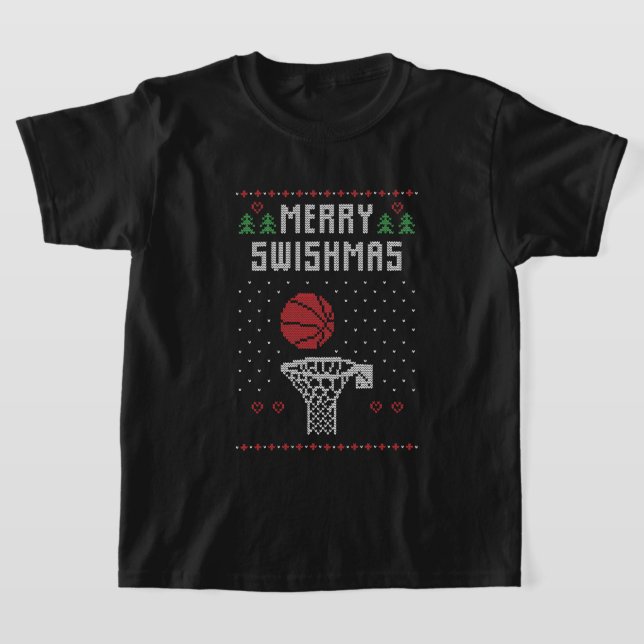 Festive Christmas Basketball sports T-Shirt (Laydown)