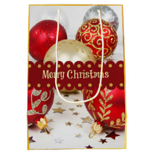Festive Christmas Baubles, Merry Christmas Medium Gift Bag