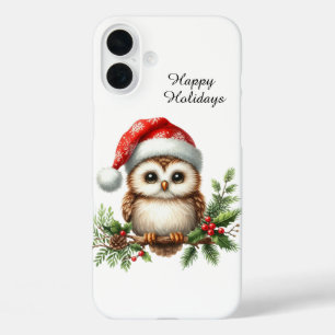 Festive Christmas beach customisable owl iPhone 16 Plus Case