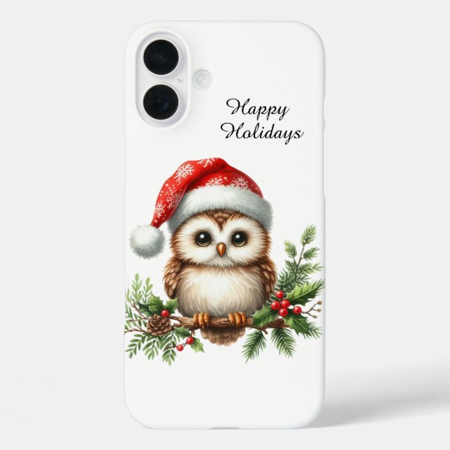 Festive Christmas beach customisable owl Case-Mate iPhone Case (Back)