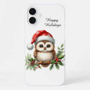 Festive Christmas beach customisable owl iPhone 16 Plus Case