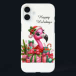 Festive Christmas beach customisable pink flamingo iPhone 16 Plus Case<br><div class="desc">Festive Christmas beach customisable pink flamingo iPhone 16 Plus Case</div>