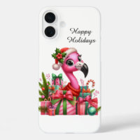 Festive Christmas beach customisable pink flamingo