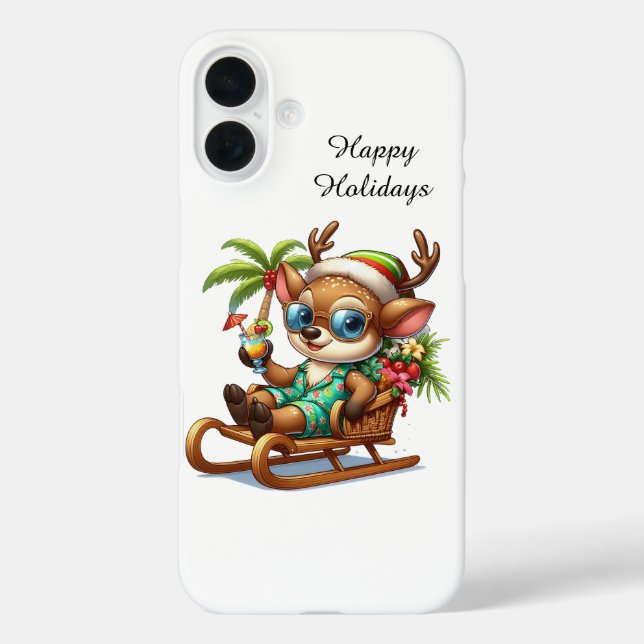 Festive Christmas beach customisable reindeer Case-Mate iPhone Case (Back)