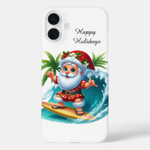 Festive Christmas beach customisable Santa iPhone 16 Plus Case