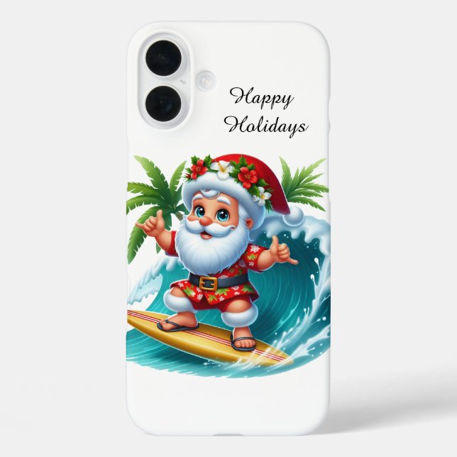 Festive Christmas beach customisable Santa  Case-Mate iPhone Case (Back)