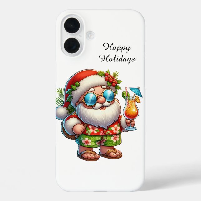 Festive Christmas beach customisable Santa  Case-Mate iPhone Case (Back)