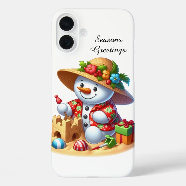 Festive Christmas beach customisable snowman Case-Mate iPhone Case (Back)