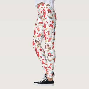 Festive Christmas Beach Santa pattern Leggings