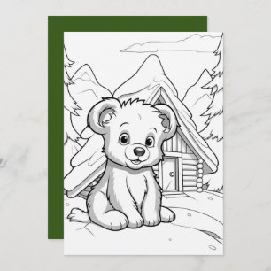 Festive Christmas bear add message  Holiday Card