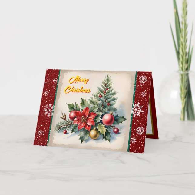 Festive Christmas Beautiful Old Collection Card (Front)