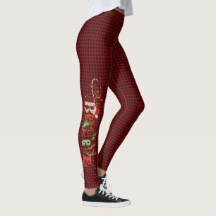 Festive Christmas BELIEVE Red Black Plaid Leggings