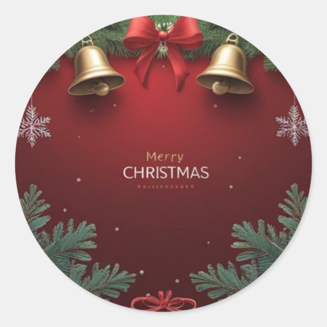 Festive Christmas Bells and Ornaments design  Classic Round Sticker (Front)