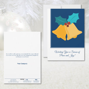 Festive Christmas Bells & Bay Leaves Business Holiday Card