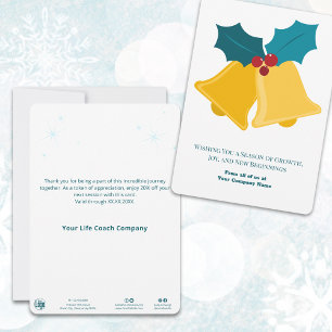 Festive Christmas Bells & Bay Leaves Holiday Card