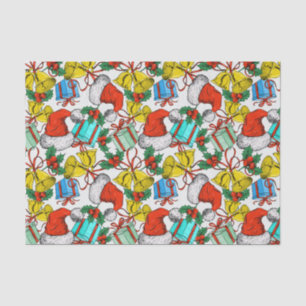 Festive Christmas Bells Hats and Gifts Tissue Paper