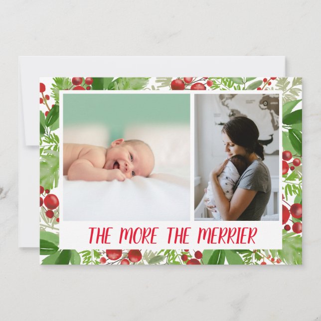 Festive Christmas Berry | Birth Announcement Photo (Front)