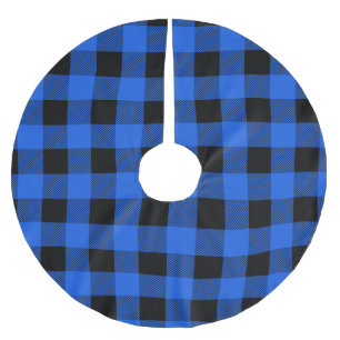 Festive Christmas blue buffalo plaid Brushed Polyester Tree Skirt
