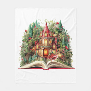 Festive Christmas Book Design Fleece Blanket