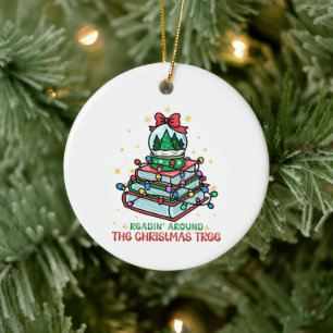 Festive Christmas Book Lover Ceramic Tree Decoration