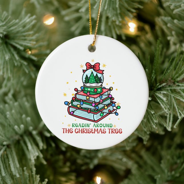 Festive Christmas Book Lover Ceramic Tree Decoration (Tree)