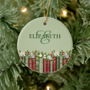 Festive Christmas Bookish Book Lover Personalised Ceramic Tree Decoration