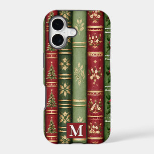 Festive Christmas Bookish Striped Monogram