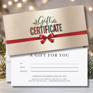 Festive Christmas Bow Script Business Certificate