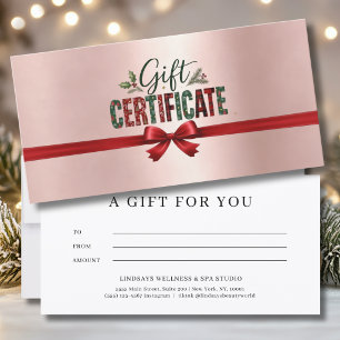 Festive Christmas Bow Script Business Certificate