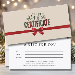 Festive Christmas Bow Script Business Certificate