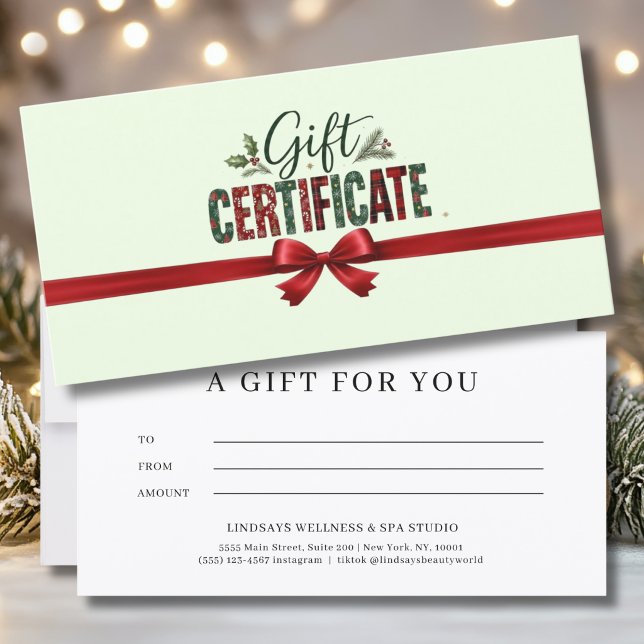 Festive Christmas Bow Script Business Certificate (Festive Christmas Bow Script Business Certificate)