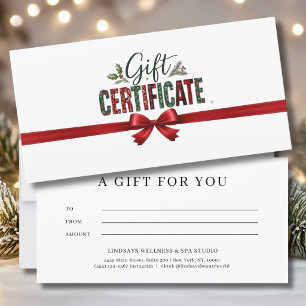 Festive Christmas Bow Script Business Certificate