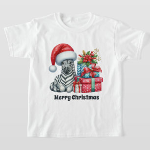 Festive Christmas boys zebra add text T-Shirt
