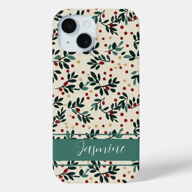 Festive Christmas Branch Pattern Case-Mate iPhone Case (Back)