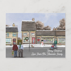 Festive Christmas British Street Scene Holiday Postcard