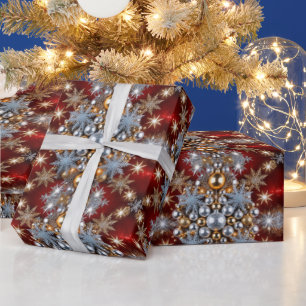 Festive Christmas bulbs snowflakes Wrapping Paper