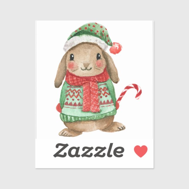Festive christmas bunny with candy cane (Sheet)