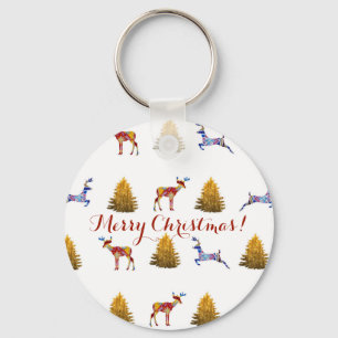 Festive  Christmas Button Key Ring