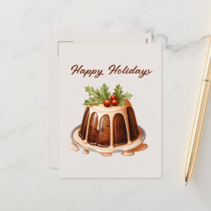 Festive Christmas cake add text Holiday Postcard