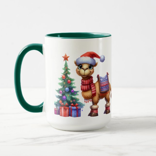 Festive Christmas camel add monogram  Mug (Left)