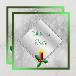 Festive Christmas Candle & Diamonds Invitation