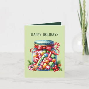Festive Christmas candy add message  Holiday Card