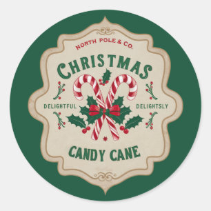 Festive Christmas candy cane  Classic Round Sticker