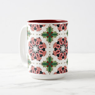 Festive Christmas Candy Cane Two-Tone Coffee Mug