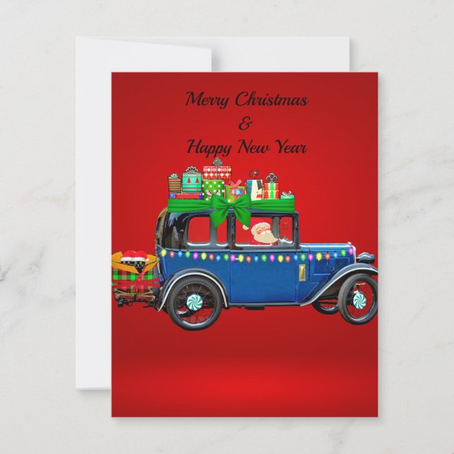 Festive Christmas Car Thank You Card (Front)