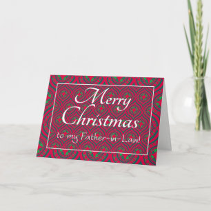 Festive Christmas Card Father-in-law, Red, Green