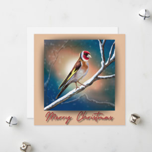 Festive Christmas Card with Goldfinch Illustration