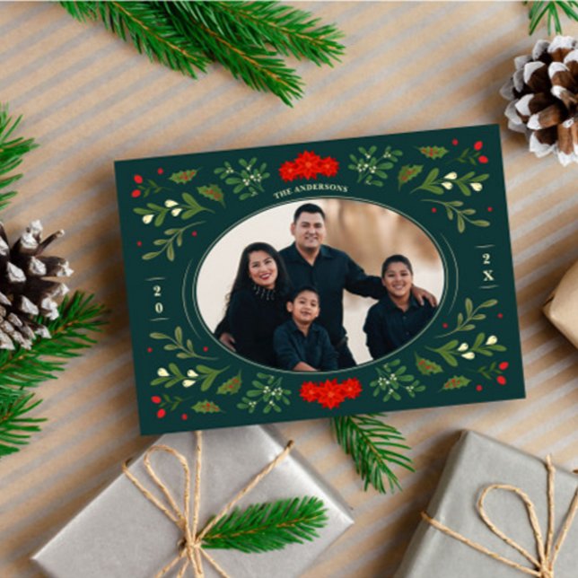 Festive Christmas Card with Holly Leaves  (Creator Uploaded)